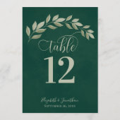Emerald & Sage Green Leaves Rustic Table Number (Achterkant)
