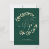 Emerald & Sage Laurel Leaves Rustic Wedding RSVP Kaartje (Voorkant)