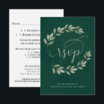 Emerald & Sage Laurel Leaves Rustic Wedding RSVP Kaartje<br><div class="desc">Deze prachtige RSVP-kaarten maken het voor uw gasten gemakkelijk om te reageren op uw huwelijksuitnodiging. Ze hebben een elegant ontwerp met fancy scriptkalligrafie en handbeschilderde sprigs van groenlaurelbladeren of wijnstokken op een gemarmerde groene achtergrond. De achterkant van de kaart is een formulier dat je gasten kunnen invullen en terugsturen om...</div>