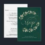 Emerald & Sage Laurel Leaves Rustic Wedding RSVP Kaartje<br><div class="desc">Deze prachtige RSVP-kaarten maken het voor uw gasten gemakkelijk om te reageren op uw huwelijksuitnodiging. Ze hebben een elegant ontwerp met fancy scriptkalligrafie en handbeschilderde sprigs van groenlaurelbladeren of wijnstokken op een gemarmerde groene achtergrond. De achterkant van de kaart is een formulier dat je gasten kunnen invullen en terugsturen om...</div>