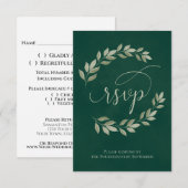 Emerald & Sage Laurel Leaves Rustic Wedding RSVP Kaartje (Voorkant / Achterkant)