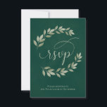 Emerald & Sage Laurel Leaves Rustic Wedding RSVP Kaartje<br><div class="desc">Deze prachtige RSVP-kaarten maken het voor uw gasten gemakkelijk om te reageren op uw huwelijksuitnodiging. Ze hebben een elegant ontwerp met fancy scriptkalligrafie en handbeschilderde sprigs van groenlaurelbladeren of wijnstokken op een gemarmerde groene achtergrond. De achterkant van de kaart is een formulier dat je gasten kunnen invullen en terugsturen om...</div>