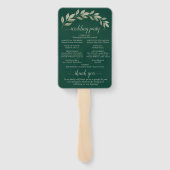 Emerald & Sage Leaves Elegant Wedding Program Handwaaier (Achterkant)