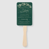 Emerald & Sage Leaves Elegant Wedding Program Handwaaier (Voorkant)
