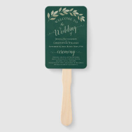 Emerald & Sage Leaves Elegant Wedding Program Handwaaier