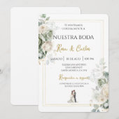 Emerald sage Spanish Wedding Invitation Kaart (Voorkant / Achterkant)
