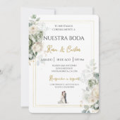 Emerald sage Spanish Wedding Invitation Kaart (Voorkant)