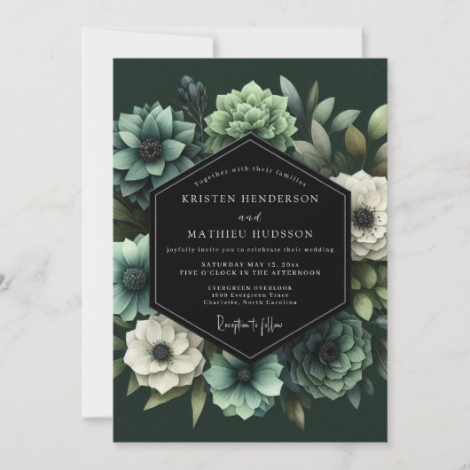 Emerald Sage Vesper Wedding Kaart (Voorkant)