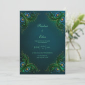 Emerald Sapphire Filigree Wedding Kaart (Staand voorkant)