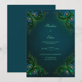 Emerald Sapphire Filigree Wedding Kaart (Voorkant / Achterkant)