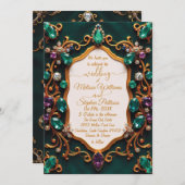 Emerald & Sapphire Luxury Wedding Kaart (Voorkant / Achterkant)