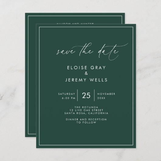 Emerald Save the Date (Voorkant / Achterkant)