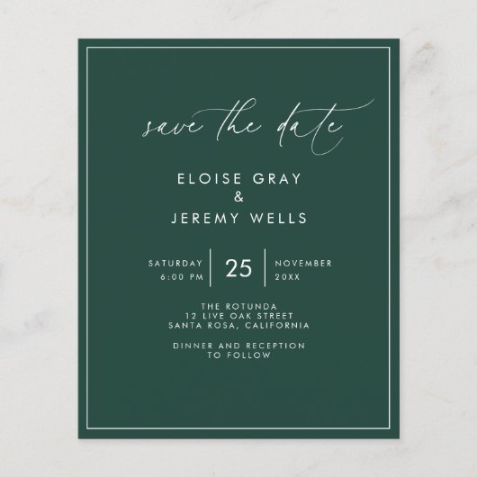 Emerald Save the Date Briefkaart (Voorkant)