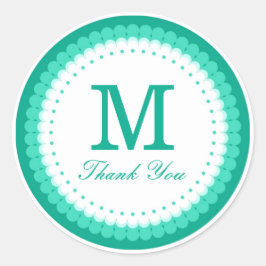 Emerald Scalloped Monogram Dank u Ronde Sticker