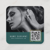 Emerald scannable barcode QR-codefoto Vierkante Visitekaartje (Voorkant)