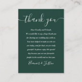 Emerald Script Dankjewel Bruiloft Plaatskaartje (Voorkant)