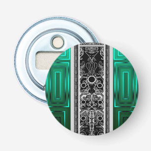 Emerald Scroll Cat Button Flesopener