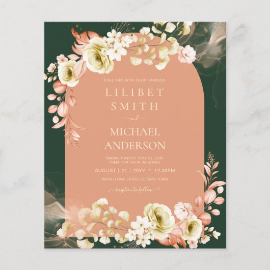 Emerald Season Coral Green Floral Wedding (Voorkant)