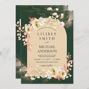 Emerald Season Coral Green Floral Wedding