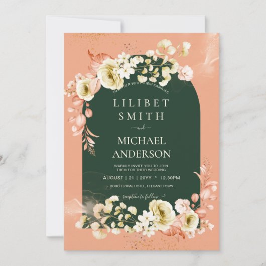 Emerald Season Coral Green Floral Wedding (Voorkant)