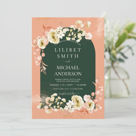 Emerald Season Coral Green Floral Wedding (Staand voorkant)