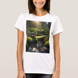 Emerald Serenity: een groene kikker aan de rivier, T-shirt