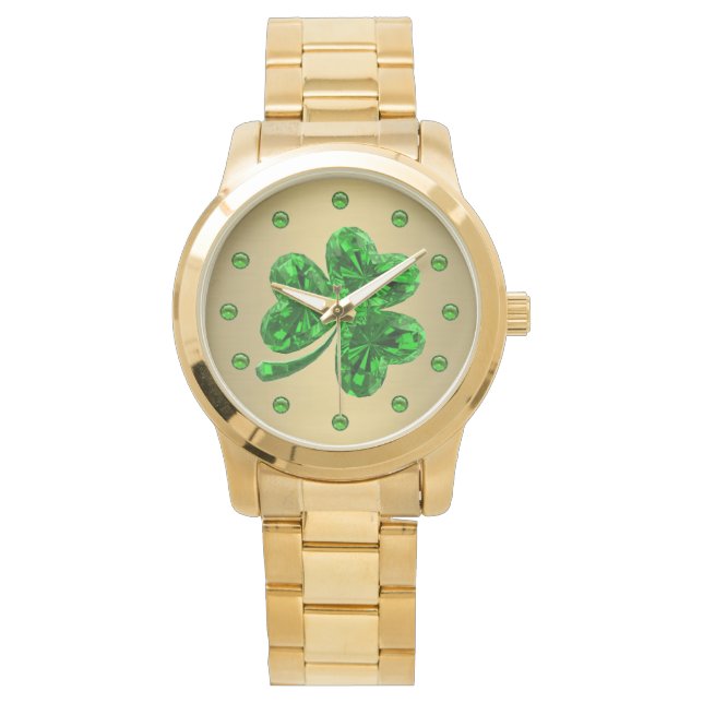 Emerald Shamrock Horloge (Voorkant)