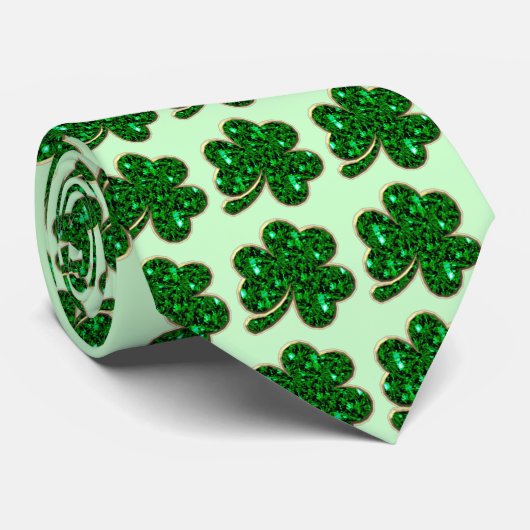 Emerald Shamrock St. Patrick's Day Stropdas (Opgerold)