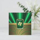 Emerald Silk Pleats Jewel St Patrick's Day Invite Kaart (Staand voorkant)