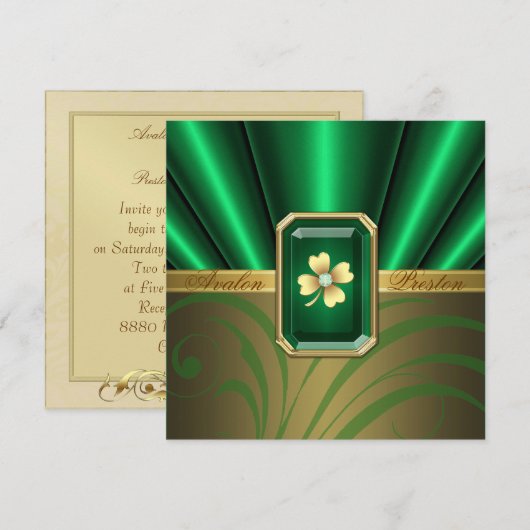 Emerald Silk St Patrick's Day Wedding Invite Kaart (Voorkant / Achterkant)