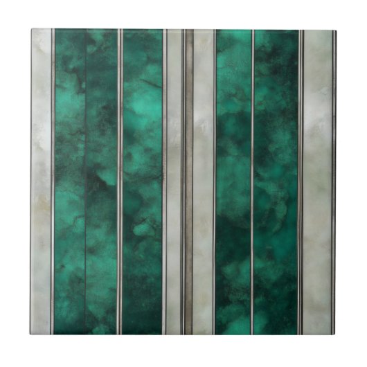 Emerald Silver-lijnpatroon Tegeltje (Voorkant)
