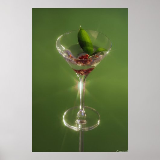 Emerald Sip: Botanische Tuin Cocktail Kunst Poster (Voorkant)