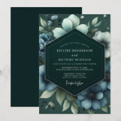 Emerald Slate Bloom Wedding Kaart (Voorkant / Achterkant)