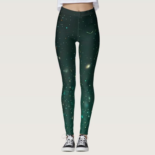 Emerald Sparkle Galaxy Leggings (Voorkant)