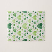 Emerald Sparkle | Green & Gold Watercolor Hearts Legpuzzel (Horizontaal)