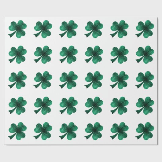 Emerald Sparkles Shamrock Clover groen wit Cadeaupapier (Vlak)