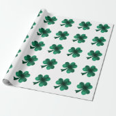 Emerald Sparkles Shamrock Clover groen wit Cadeaupapier (Uitgerold)