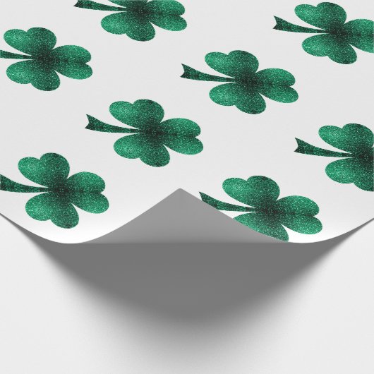 Emerald Sparkles Shamrock Clover groen wit Cadeaupapier (Hoek)