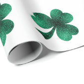 Emerald Sparkles Shamrock Clover groen wit Cadeaupapier (Rol Hoek)