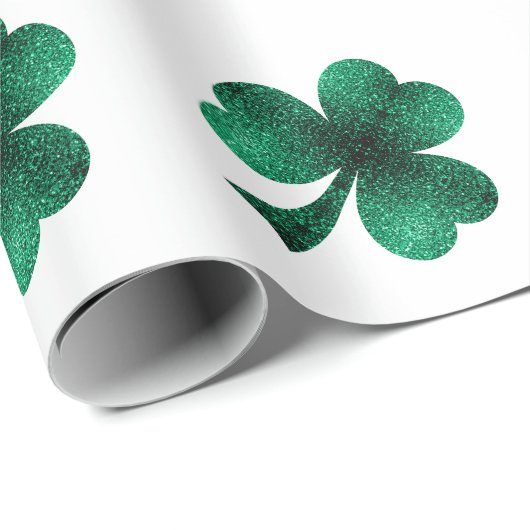 Emerald Sparkles Shamrock Clover groen wit Cadeaupapier (Rol Hoek)