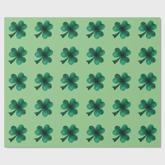 Emerald Sparkles Shamrock Clover sage groen Cadeaupapier (Vlak)