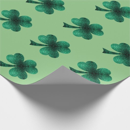 Emerald Sparkles Shamrock Clover sage groen Cadeaupapier (Hoek)
