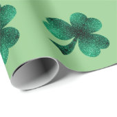 Emerald Sparkles Shamrock Clover sage groen Cadeaupapier (Rol Hoek)