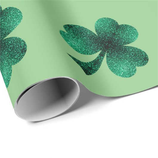 Emerald Sparkles Shamrock Clover sage groen Cadeaupapier (Rol Hoek)