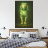 Emerald Spirit White Tiger – Forest Aura Divine Fa Canvas Afdruk (Insitu (Slaapkamer))