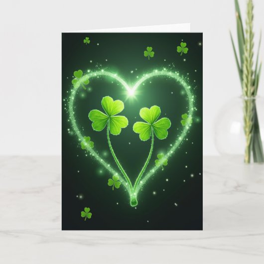 Emerald Star Heart Shamrock Kaart (Voorkant)