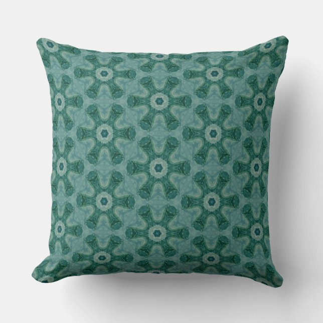 Emerald Starburst Kaleidoscoop Kussen (Voorkant)