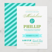 Emerald strepen en Sage moderne huwelijksuitnodigi Kaart (Voorkant / Achterkant)