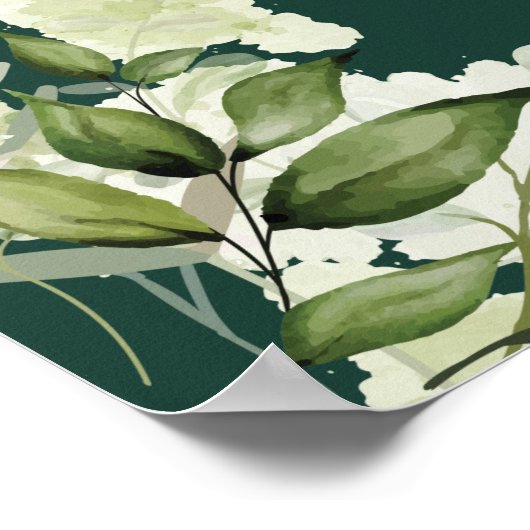 Emerald String Lights Bloemen Huwelijk Welkom Poster (Hoek)