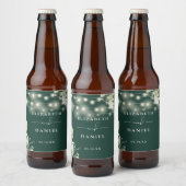 Emerald String Lights Bloemrijke Groen Huwelijk Bier Etiket (Flessen)